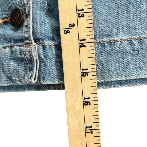 American Eagle Jean Skirt Womens 4 Blue Denim Super High Rise A-Line Button NEW - Picture 11 of 16